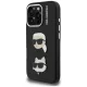 Karl Lagerfeld FW Grained Karl & Choupette Heads Pins vāciņš iPhone 16 Pro Max, Melns