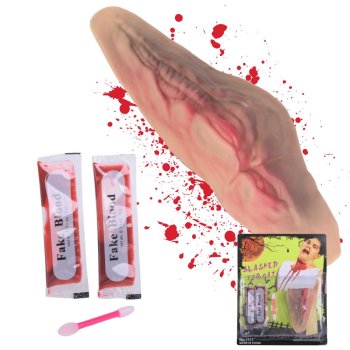 Fake Slit Throat Wound with 10ml Fake Blood for Halloween
