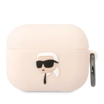 Чехол Karl Lagerfeld KLAPRUNIKP Silicone Karl Head 3D для AirPods Pro, розовый