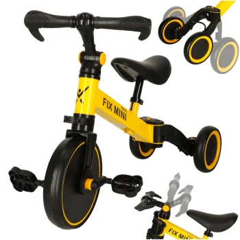 TRIKE FIX MINI Kids Running Bike Tricycle with Pedals 3in1, Yellow