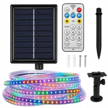 Waterproof Colorful Solar LED Strip Light with Remote 5m