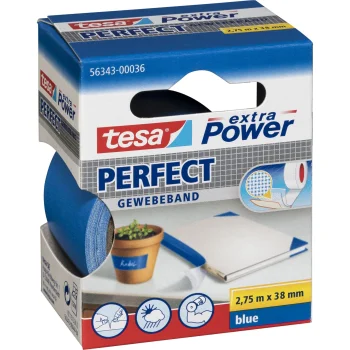 Auduma līmlente Tesa extra Power Perfect 56343, 2,75 m x 38 mm, zila