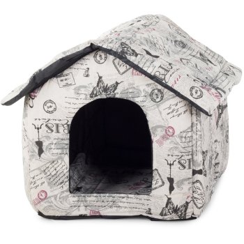 Beige pet house bed for dogs and cats