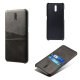Nokia 2.3 KSQ Double Card Slots PU Leather Coated Plastic Hard Shell Case Cover, Black | Vāciņš Bamperis Maks Apvalks