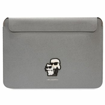 Karl Lagerfeld Saffiano Karl&Choupette klēpjdatora maciņš līdz 14", sudraba