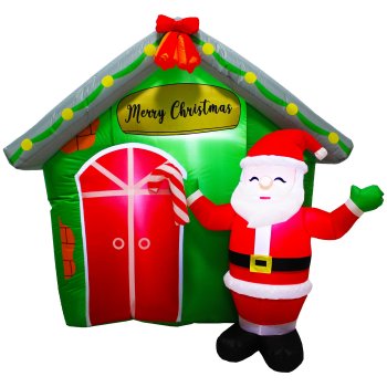 Inflatable Christmas Decoration Santa Claus with House and LED Lights XXL