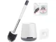 Silicone Toilet Brush with Holder, Wall-Mounted/Freestanding, White/Grey
