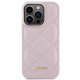 Guess iPhone 15 Pro vāciņš Quilted Metal Logo, rozā