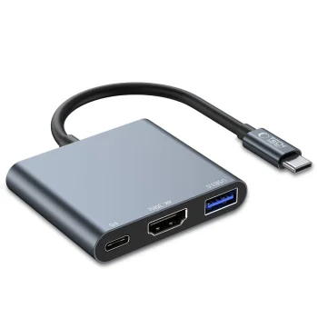 Tech-Protect V1 3in1 USB-C centrmezgls HDMI 4K / USB-A 3.0 / PD 100W, pelēks