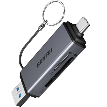 Картридер Benfei 2-в-1 USB-C / USB-A 3.0 для SD / Micro SD, черный