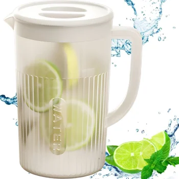 3L Plastic Pitcher with Lid for Water, Juice, Iced Tea, and Lemonade