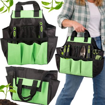 Garden Tool Bag Portable Organizer Tote DIVO Large, Black-Green