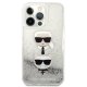 Apple iPhone 13 Pro 6.1\" Karl Lagerfeld Liquid Glitter Karl&Choupette Head Case Cover (KLHCP13LKICGLS), Silver