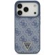 Чехол Guess Leather 4G Triangle Strass MagSafe для iPhone 17 Pro — синий