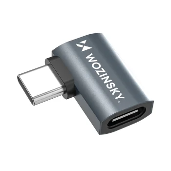 Wozinsky WPKB-01 leņķa USB-C uz USB-C adapteris 40 Gb/s 240W 8K OTG, pelēks