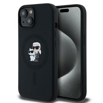 Karl Lagerfeld Silicone Karl & Choupette MagSafe vāciņš iPhone 15 Plus / 14 Plus, melns
