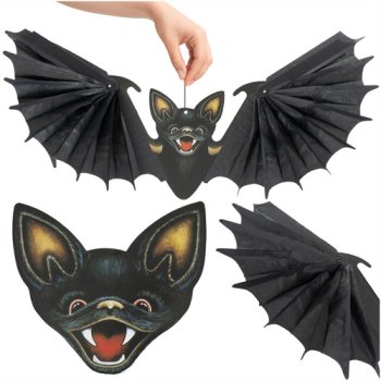 Ruhhy 00026126 Hanging Bat, Halloween Decoration, 60 cm, Black