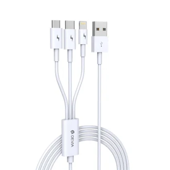 Devia Smart EC141 3-in-1 kabelis USB uz Lightning / USB-C / MicroUSB, 1.2m, Balts