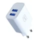 3Mk Protection FlowPower 10W 2.4A sienas lādētājs, 2x USB-A, balts