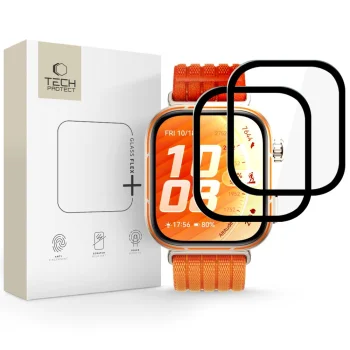 Hibrīda aizsargstikls Tech-Protect Glass Flex+ 2-Pack priekš Huawei Watch Fit 5 Pro, melns