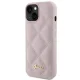 Guess iPhone 15 vāciņš Quilted Metal Logo, rozā