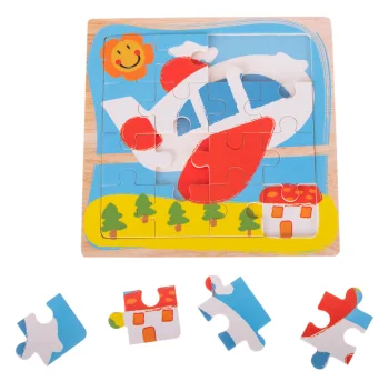 Bērnu Koka Puzle "Līdmašīna" 16 gab. | Wooden Jigsaw Puzzle "Airplane" 16 pcs
