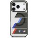 Чехол BMW M IML Metal Buttons Tricolor Lines MagSafe для iPhone 17 Pro Max — серый