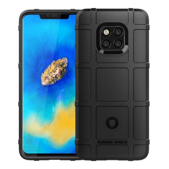 Huawei Mate 20 Pro 2018 (LYA-L09, L29) Shock-proof Rugged Square Grid TPU Back Case Cover, Black