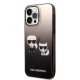 Karl Lagerfeld Ikonik Karl & Choupette vāciņš iPhone 14 Pro, Black Gradient