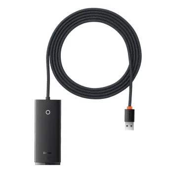 Baseus Lite Series HUB 4-портовый (USB-A на 4x USB-A 3.0) 2 м, чёрный (WKQX030201)