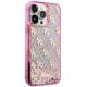Guess iPhone 14 Pro vāciņš Liquid Glitter 4G Translucent, rozā