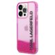 Karl Lagerfeld iPhone 14 Pro Max Case Liquid Glitter Elong Pink