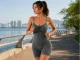 Women\'s Push Up Fitness Sports Romper, Short, S/M, Grey