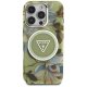 Guess Glitter Flowers Triangle Buttons MagSafe vāciņš iPhone 16 Pro Max, zaļš | Phone Case Cover