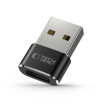 Tech-Protect UltraBoost USB-A (M) uz USB-C (F) pāreja, melna