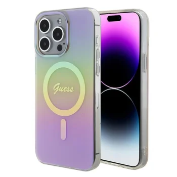 Guess iPhone 15 Pro Max vāciņš IML Iridescent MagSafe, rozā