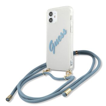 Guess iPhone 12 mini Case Script Vintage, Transparent/Blue