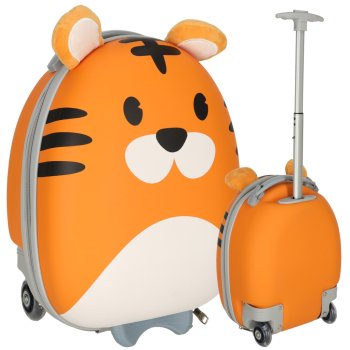 Kids Travel Luggage Carry Bag Ride On Suitcase Trolley, Tiger