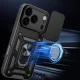 Hybrid Armor Camshield iPhone 17 Pro Max vāciņš ar statīvu un kameras aizsargu, melns