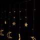 Moon and Star Christmas Curtain Lights 96 LED, 4m Window String Lights, Warm White