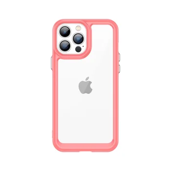 Vāciņš iPhone 12 Pro Max Outer Space Case ar TPU rāmi, sarkans