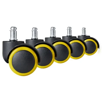 Sofotel Rubberized Office Chair Casters, Black/Yellow, 5 Pcs