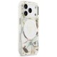 Guess IML Glitter Flowers Triangle MagSafe Phone Case Cover iPhone 17 Pro - White