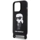 Karl Lagerfeld iPhone 15 Pro Max vāciņš Crossbody Silicone Ikonik, melns