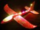 Large foam glider airplane with LED lights, 47 cm, red