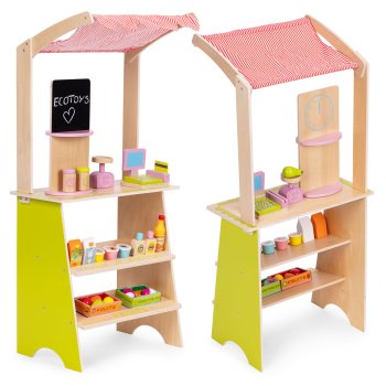 Ecotoys HM328234 liels koka veikals bērniem ar termināli un svariem, 20 elementi