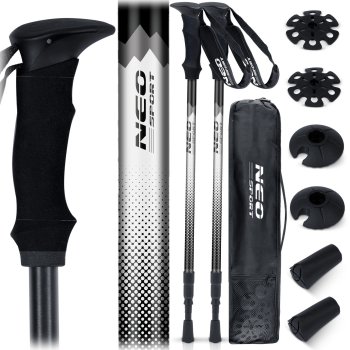 Neo-Sport NS-381 Telescopic Trekking Poles 65-135 cm, Black