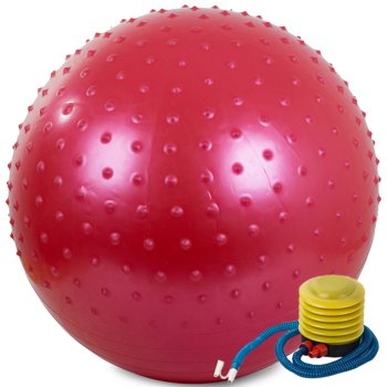 Spiky Exercise Ball 65cm with Pump for Fitness and Yoga, Red