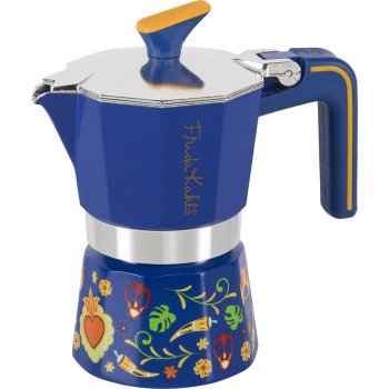 Pedrini 02CF152 Frida Kahlo Moka kafijas kanna, 2 tasītes, Zila