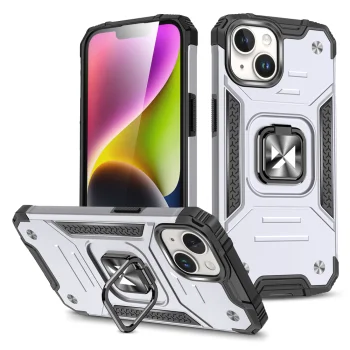 Wozinsky Ring Armor vāciņš Apple iPhone 15 Plus ar gredzenu un statīvu, sudraba